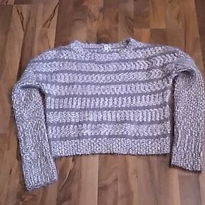 Purple and white fuzzy cozy sweater